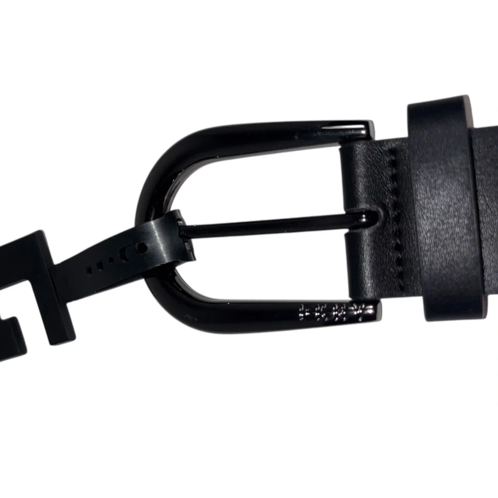 DKNY Belt Black Faux Leather Women’s Size Large Gunmetal Buckle